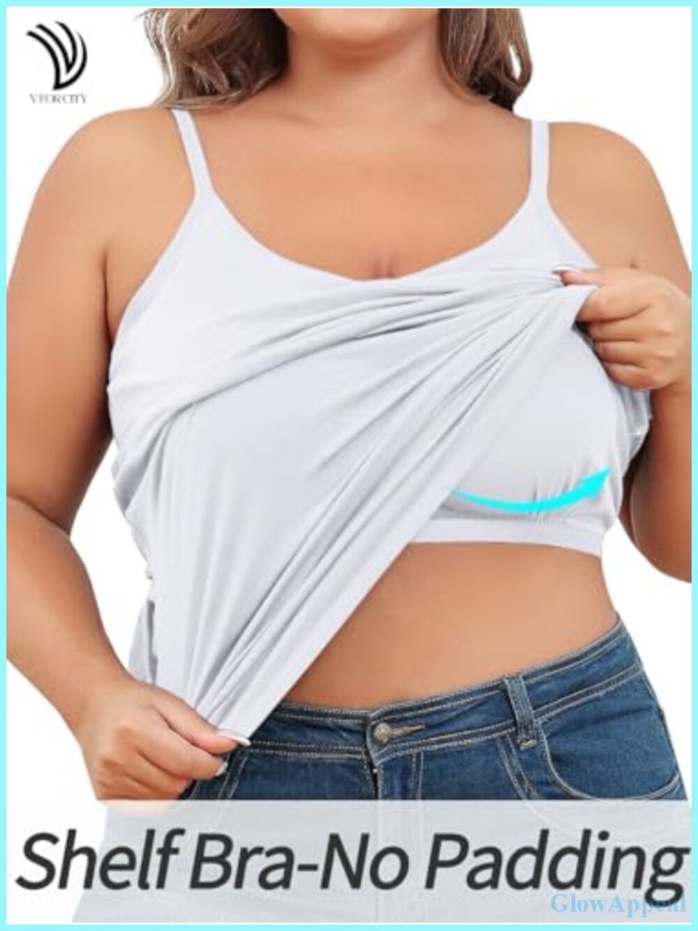 Unpadded Shelf Bra Camisole Plus Size Cotton Scoop Neck - Picture 4 of 6